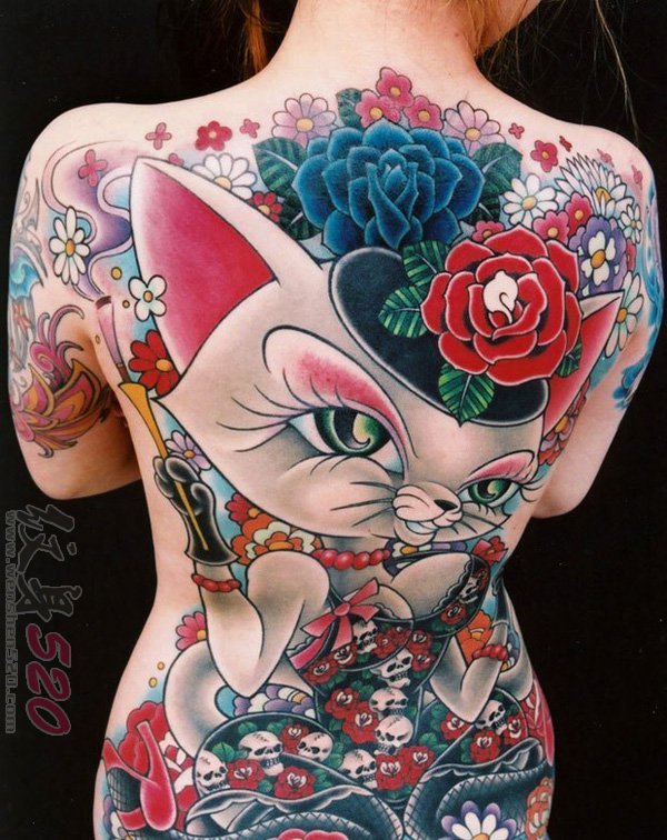 多款关于猫的创意个性素描抽象纹身图案