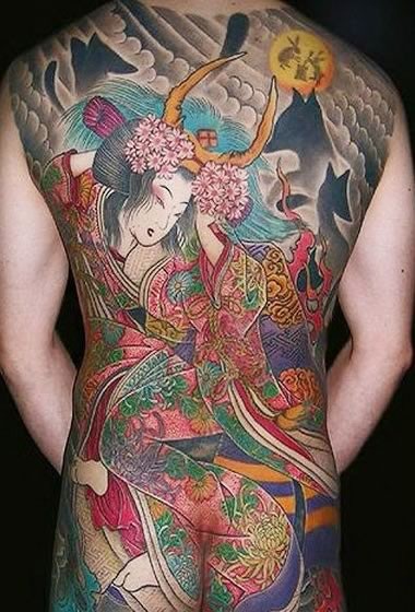 大满背日本艺伎和服ribenyijihefu纹身图案