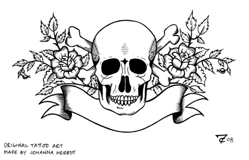 霸气骷髅头纹身手稿