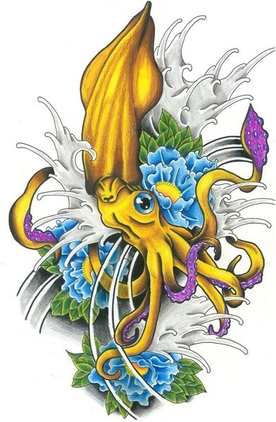 博浪章鱼刺青图片