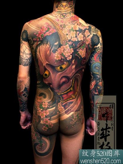 霸气满背日本大般若纹身图案
