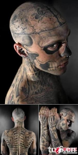 男士满身超级个性狂人纹身图案