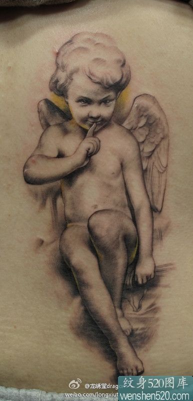 很可爱的西方天使丘比特纹身