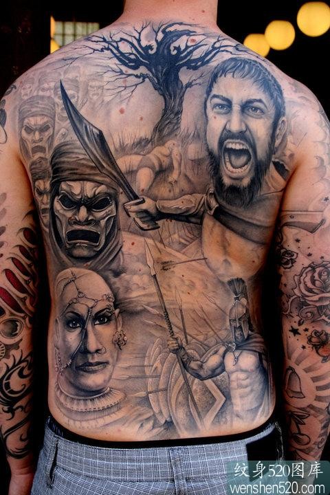 欧美海盗武士肖像纹身图案