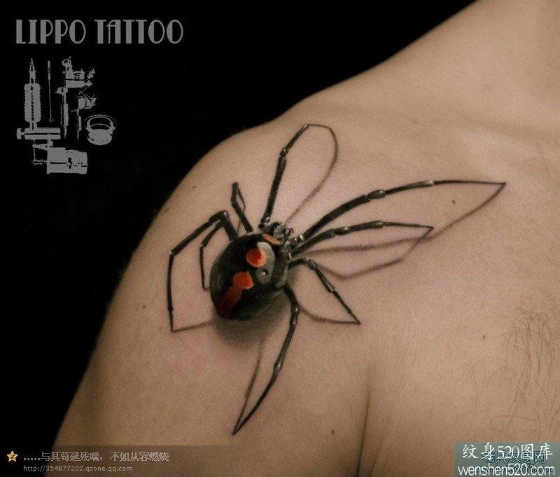 一款非常立体的蜘蛛纹身图案
