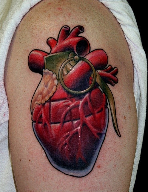 个性的心脏手雷纹身图案