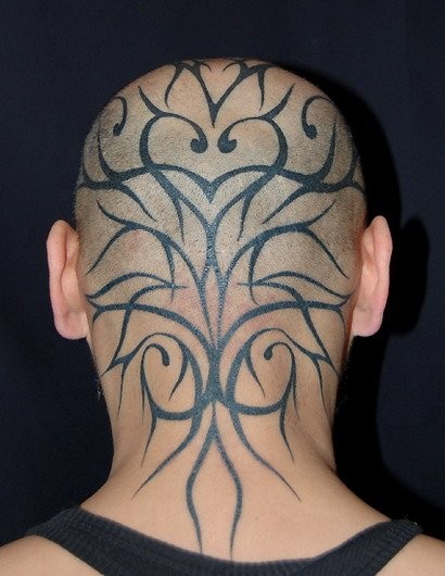 男士头部个性后脑纹身图案