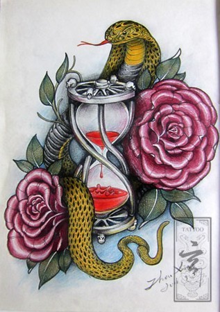 花蛇纹身素材手稿