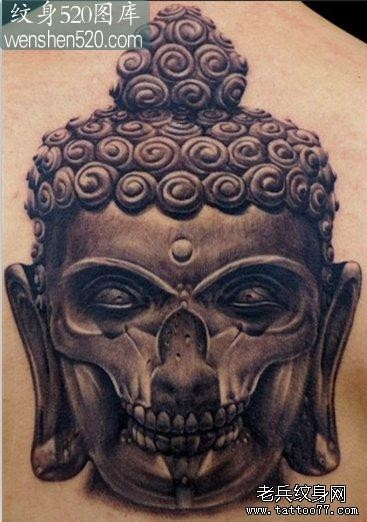 欣赏一张个性的骷髅佛纹身作品