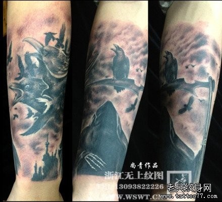 手臂一张很酷帅气的死神纹身图案