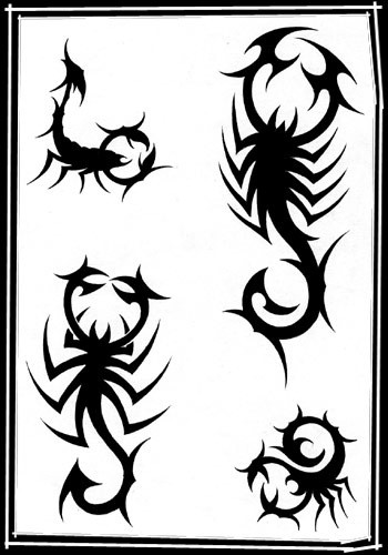 一组蝎子纹身刺青手稿素材