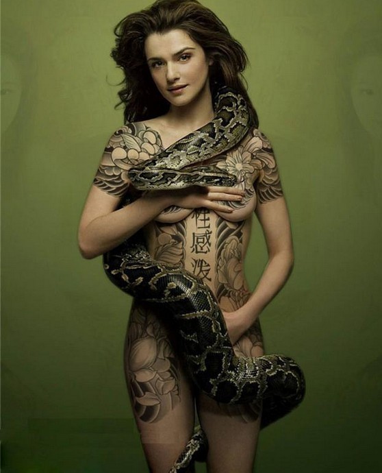 谁敢纹？-性感泼妇手稿+女性纹身蟒蛇摄影作品