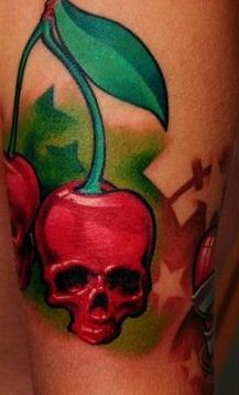 骷髅纹身图案：彩色水果骷髅纹身图案纹身图片