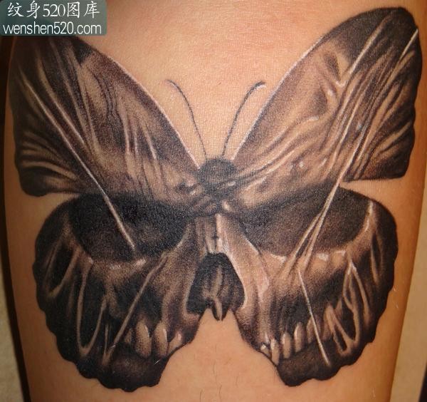 蝴蝶骷髅纹身图案图片