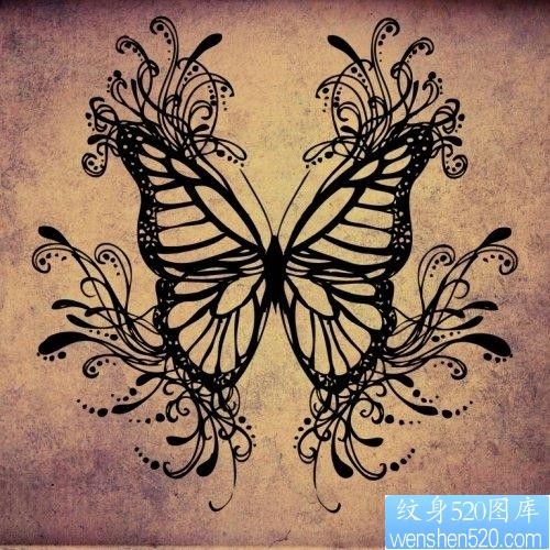 一张漂亮的图腾蝴蝶纹身手稿
