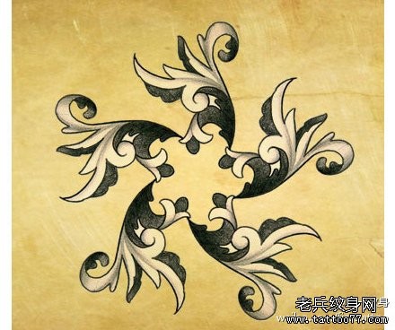 一张漂亮流行的藤蔓五角星纹身图片