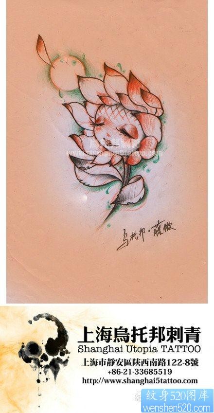 流行漂亮的向日葵花纹身手稿
