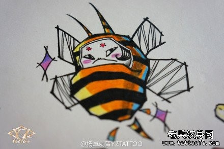 前卫流行的小蜜蜂纹身手稿