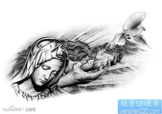 一张流行经典的圣母纹身手稿