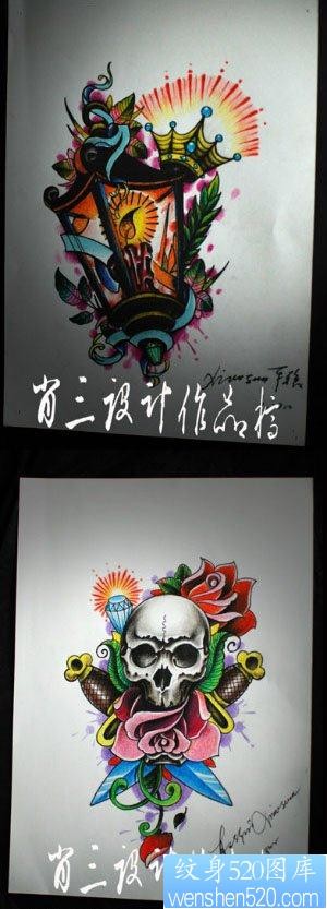 精美前卫的两款欧美school纹身手稿