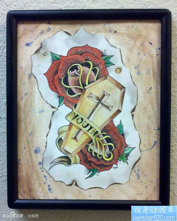 流行经典的玫瑰花纹身手稿