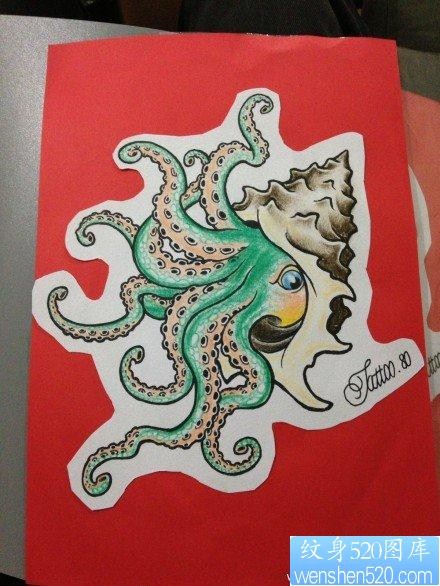 流行前卫的一张章鱼纹身手稿