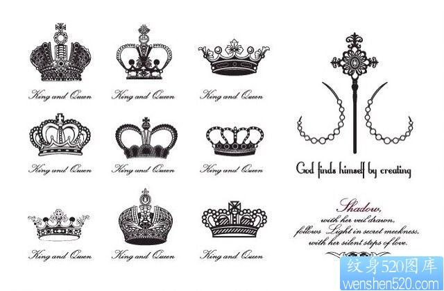 一组小皇冠纹身图片由纹身520图库推荐