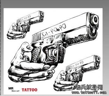 纹身520图库推荐一组手枪纹身图片