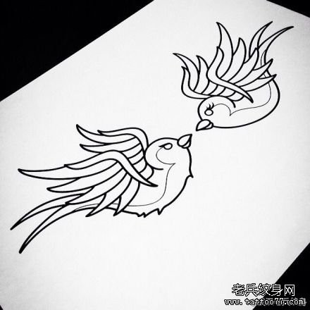 一张燕子素描由纹身520图库推荐