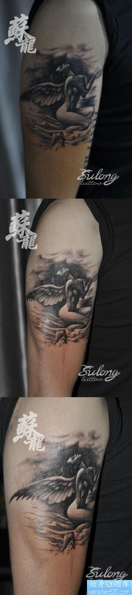 手臂一张漂亮性感的天使纹身图片