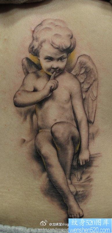 一张经典的欧美写实－丘比特纹身图片
