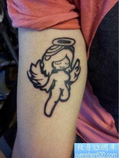 女人手臂图腾天使纹身图片