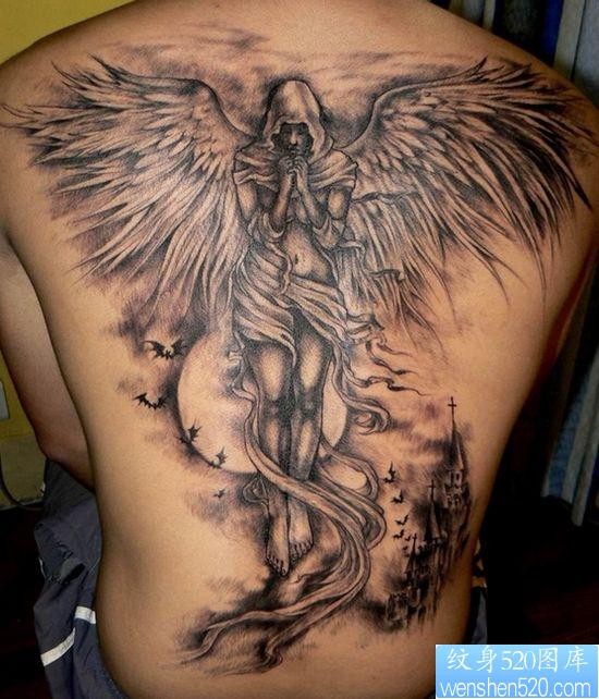 背部好看堕落天使纹身图片