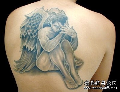 后背天使纹身图片图案（经典）