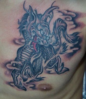 胸部神兽麒麟纹身图片纹身图案