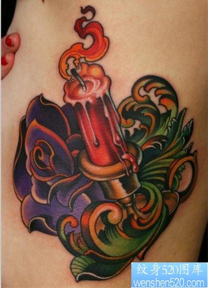 纹身图库推荐一张漂亮的蜡烛纹身作品
