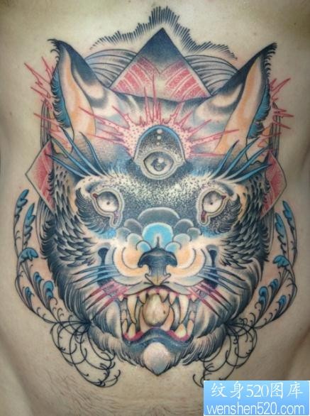 一张欧美个性狼头纹身作品