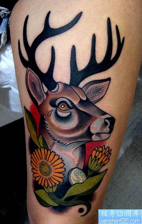 给大家推荐一张流行鹿纹身图片