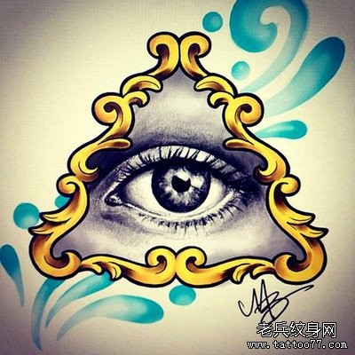 一张流行的上帝之眼纹身图案