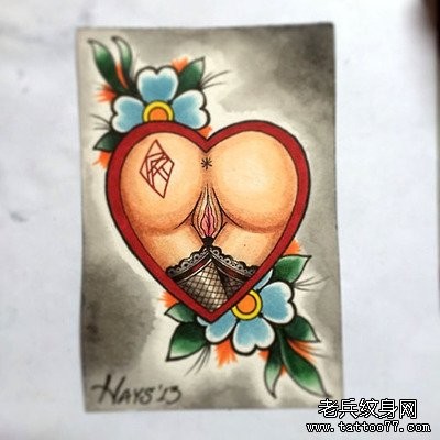 欣赏一张个性的爱心纹身手稿