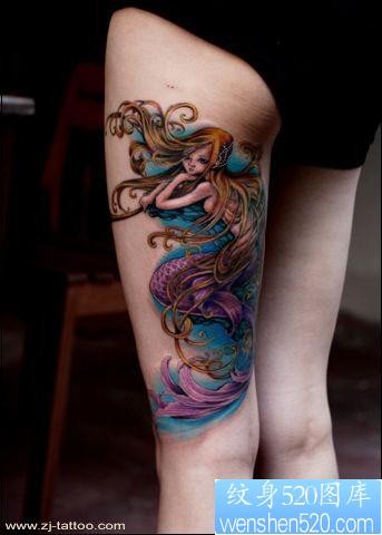 经典超酷超赞的美女腿部美人鱼纹身图案