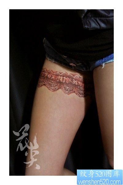 性感唯美的美女腿部蕾丝纹身图片