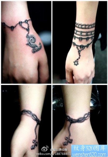 女人喜欢的流行好看的手链纹身图片