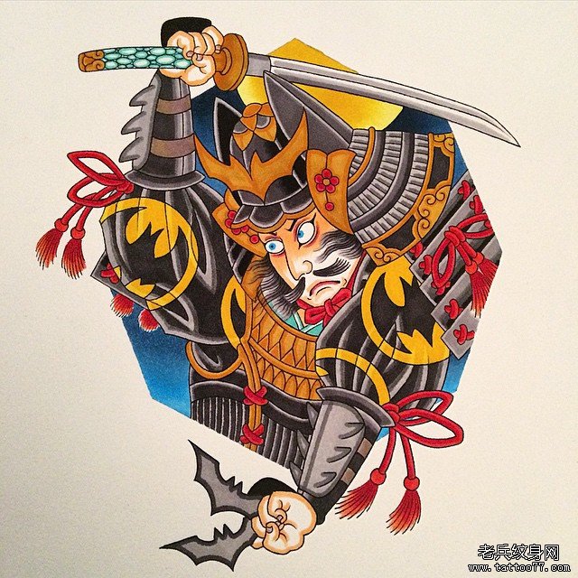 日本武士传统彩绘纹身图案手稿