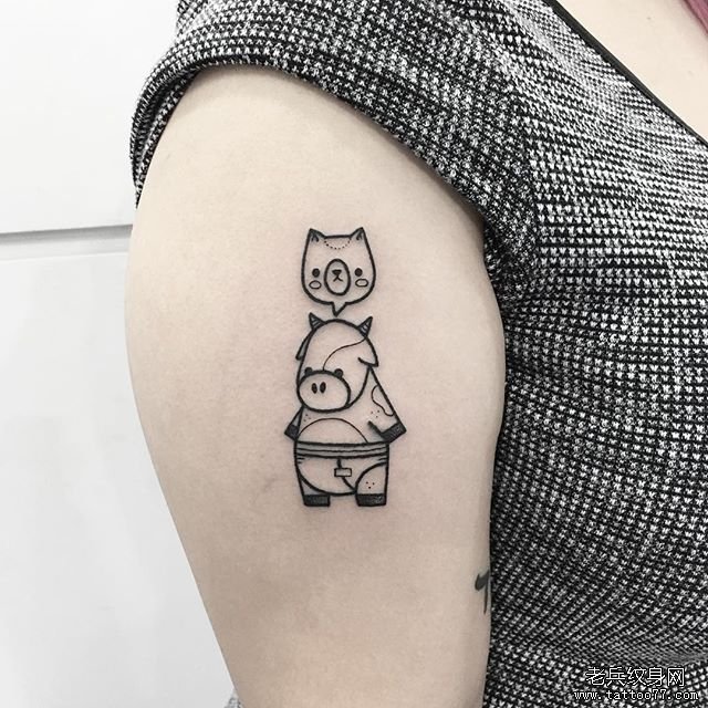 小清新tattoo奶牛熊可爱纹身图案