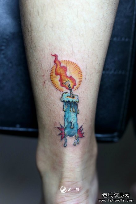 脚部欧美蜡烛彩绘纹身tattoo图案
