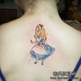背部欧美卡通白雪公主纹身图案
