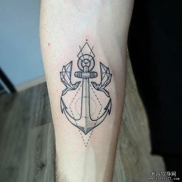 小臂船锚几何纹身tattoo图案