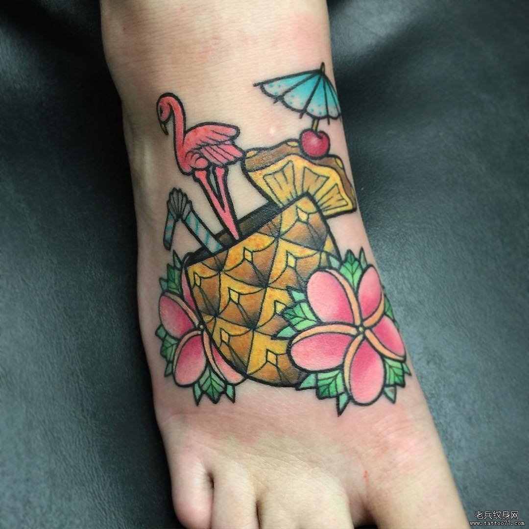 脚背school火烈鸟杯子花卉彩绘纹身图案