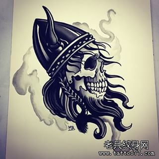 欧美school骷髅恶魔黑灰纹身图案手稿